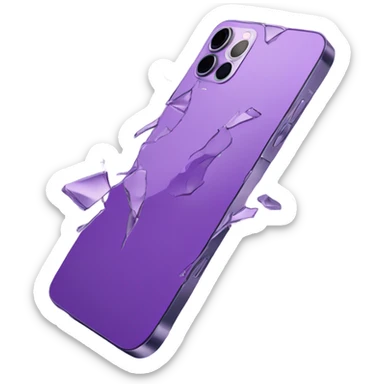 Broken Purple iPhone 14 Pro Max from dropping to the ground sticker
