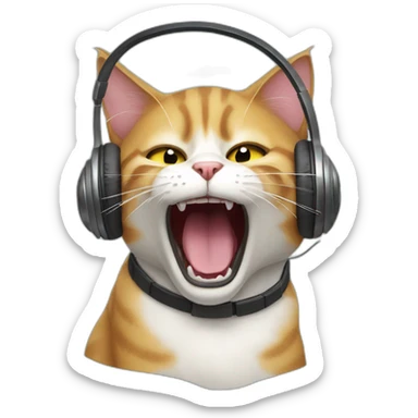 Cat in headphones screaming  sticker