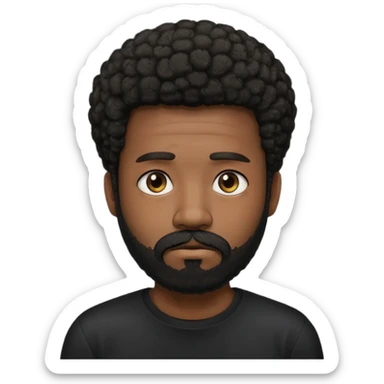 black man with beard, mustache, and short afro sad sticker