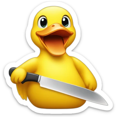 yellow duck holding a knife  sticker