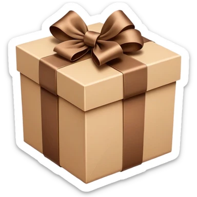 The box is beige with a brown bow sticker