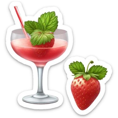 Strawberry cocktail with basilic  sticker