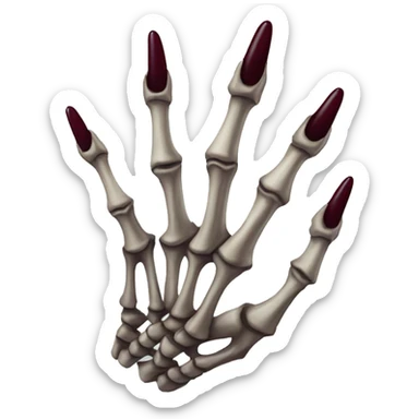 skeleton hand with long maroon nails sticker