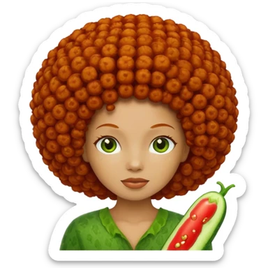 cucumber with redhead afro hair sticker