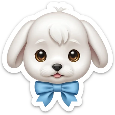 white baby maltese ribbon short ear face sticker