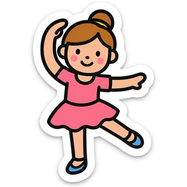 color outline icon of a 5 year old girl doing ballet sticker