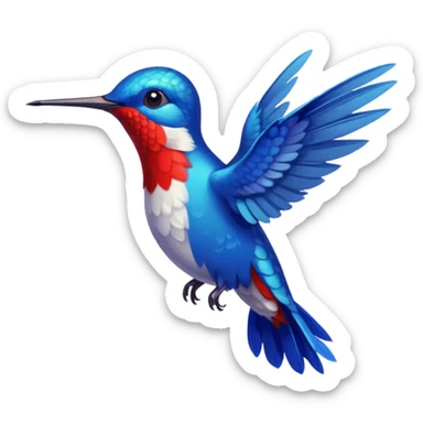beija-flor com pluma toda azul e apenas o pé vermelho sticker
