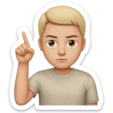 Emoji pointing behind itself with an unamused face sticker