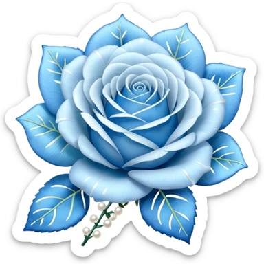 baby blue roses with white pearls and laces sticker
