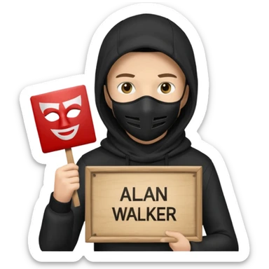 Alan Walker, with mask and special sign sticker
