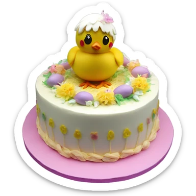 beautifully decorated 2 tier Easter chick cake sticker