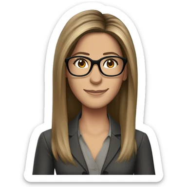 brunette elegant Jennifer Aniston wearing glasses and blue eyes  sticker