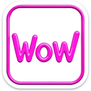 Pink neon sign with the word WOW sticker