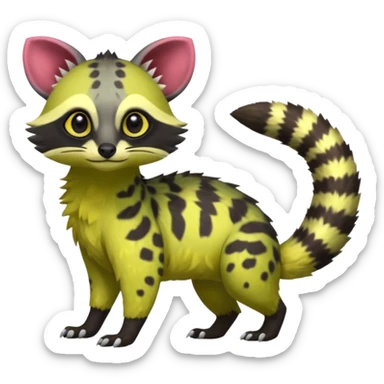 Rare realistic cool cute epic aesthetic colorful Amaura-Meganium-Civet-Genet-species-Fakemon-hybrid-creature, with markings, full body sticker