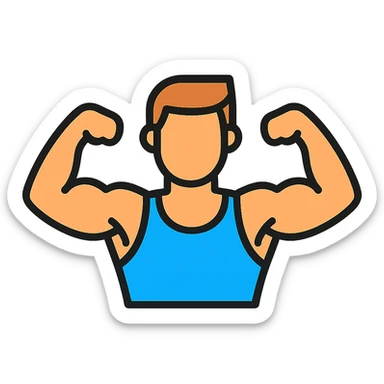  a very strong sportsman boasting his huge arm muscles sticker