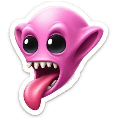 Pink alien tongue out emoji  sticker