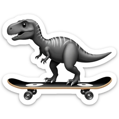 draw outline Dinosaur on a skateboard sticker