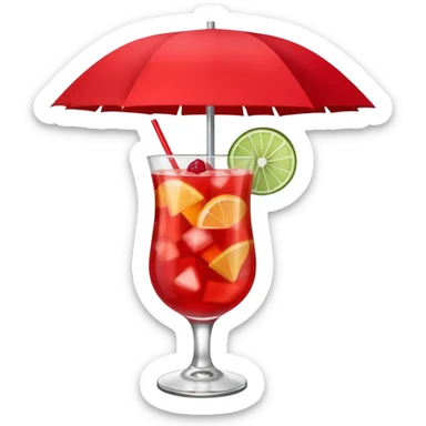 Fruit Punch – colorful drink with fruit chunks and umbrella sticker