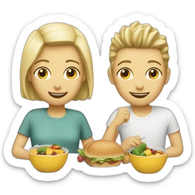 Two white friends eating lunch sticker