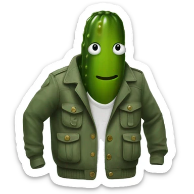 Pickle in a jacket sticker