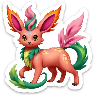 Salandit-Flareon-Leafeon-Sylveon-fusion-Pokémon-hybrid-creature  sticker