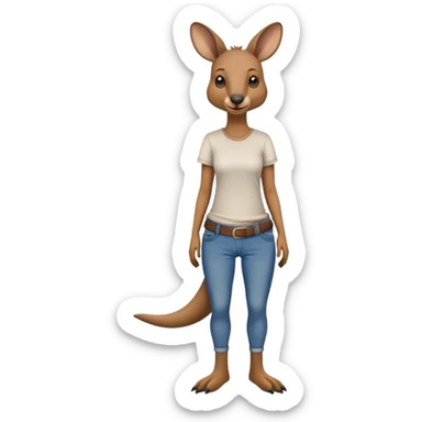 female kangaroo casual clothes jeans t-shirt upright friendly sticker