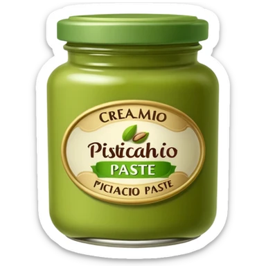 a small jar of creamy pistachio paste sticker