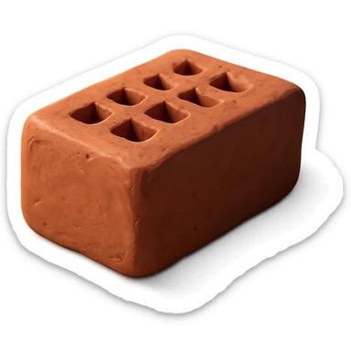 a single clay brick, detailed clay texture, claymation style, slightly rounded edges sticker