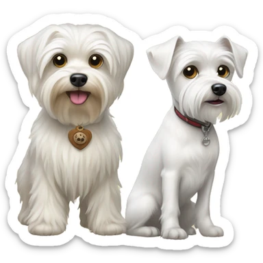  white maltese dog and biver York terrier   sticker