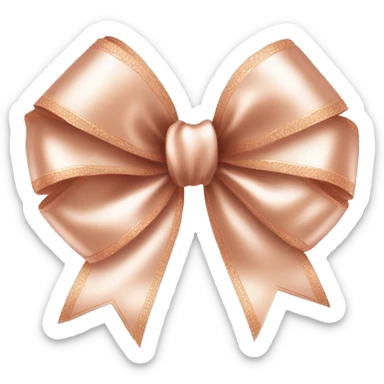 Realistic isolated rose gold ribbon bow with edges of the bow lined with white fur. sticker