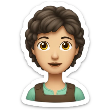 fille brune frisée sticker