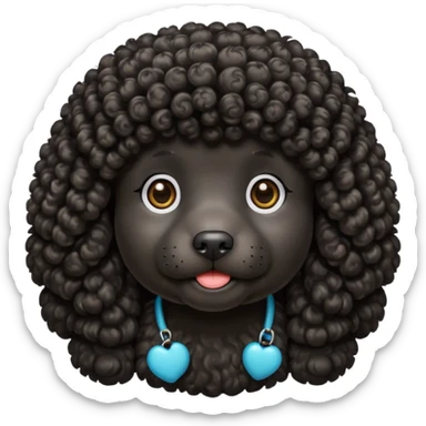 black poodle, round face sticker