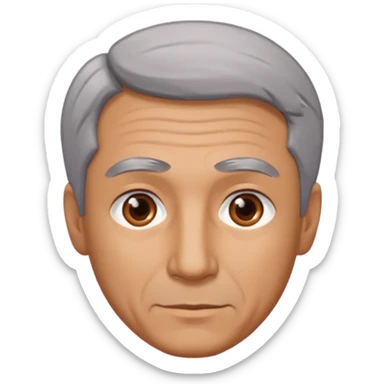 Illustrated emoji of a middle aged man with receding grey hair and brown eyes sticker
