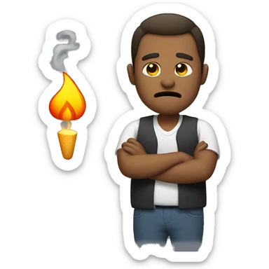 Sad man with burning indigestion  sticker