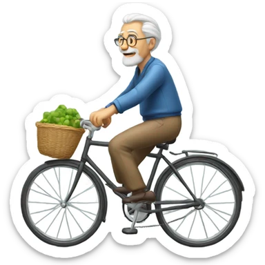 Old man riding a bicycle  sticker