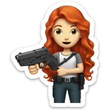 Red head with a pistol  sticker