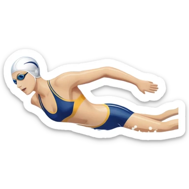 An icon featuring a swimmer in mid-stroke, cutting through the water with a strong, fluid motion. The design includes ripples around the swimmer’s body and a pool lane line in the background, symbolizing speed and technique in swimming. Transparent background highlights the grace sticker