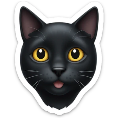 black cat with a white spot on the chest and vamier teeth sticker