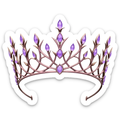 Elvish thorny fae pastel purple Tiara-crown with lilac flowers and amethyst crystals adorning it  sticker