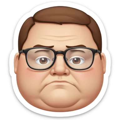 Obese white man with brown hair, bad acne, glasses  sticker