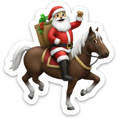 Santa on a horse sticker
