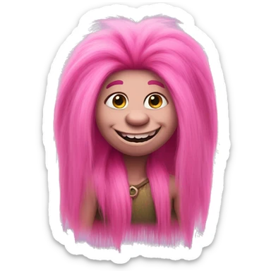 Pink long haired troll like Poppy from Dreamworks Trolls sticker