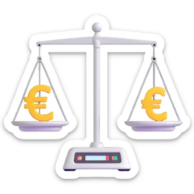 balance scale with Euro symbol € in the trays sticker