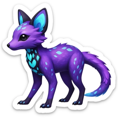 Rare realistic purple indigo violet nebulae shiny sparkly dark-neon glowing bioluminescent edgy badass epic pretty beautiful handsome gorgeous aesthetic colorful vibrant Vernid-Trico-species-Fakemon-creature by LiLaiRa, 4 legs, 1 tail, random markings, (full body) sticker