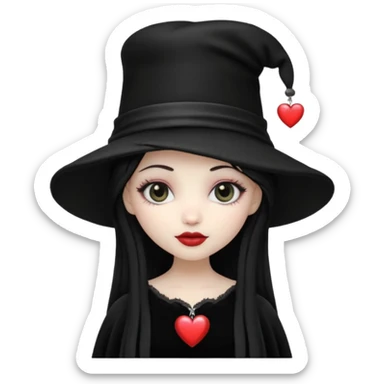 heart with gothic black velvet hat sticker