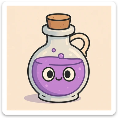 flat vector style, cute potion bottle, not personified sticker