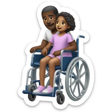 Black man pushing girl in wheelchair  sticker