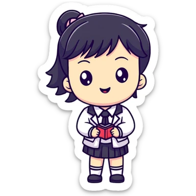 kawaii anime character with school uniform and cute expression sticker