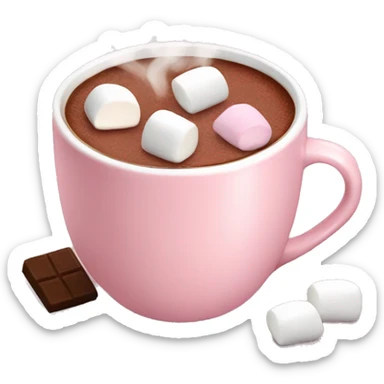 Light Pink mug of hot chocolate with marshmallows  sticker