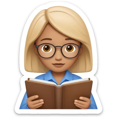 Apple Memoji-style 3D emoji of a calm counselor character with a notebook, soft shading, rounded shapes, warm colors, no background.
 sticker
